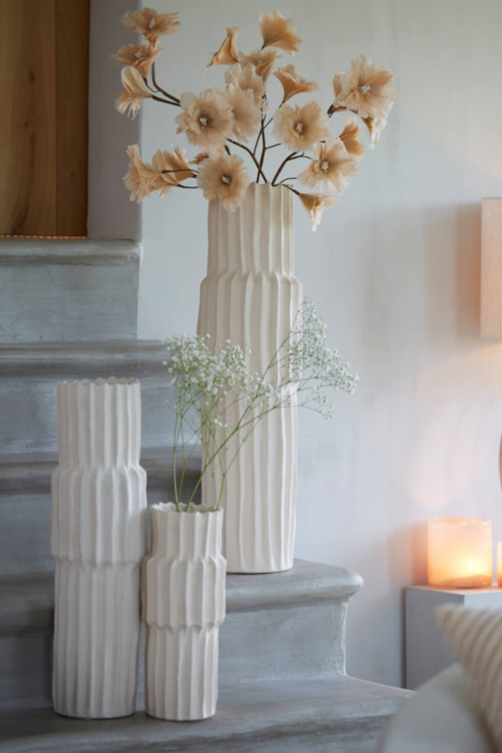 Vase Longa 14,5×36cm Keramik Creme