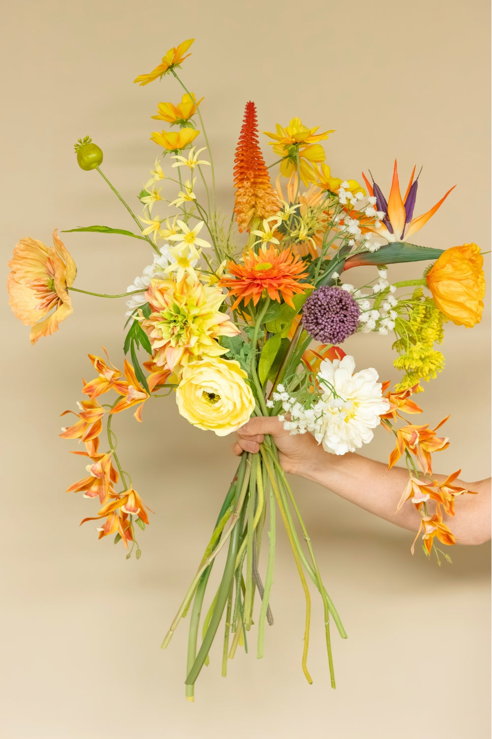 Kunstblumenstrauß Orange Oasis